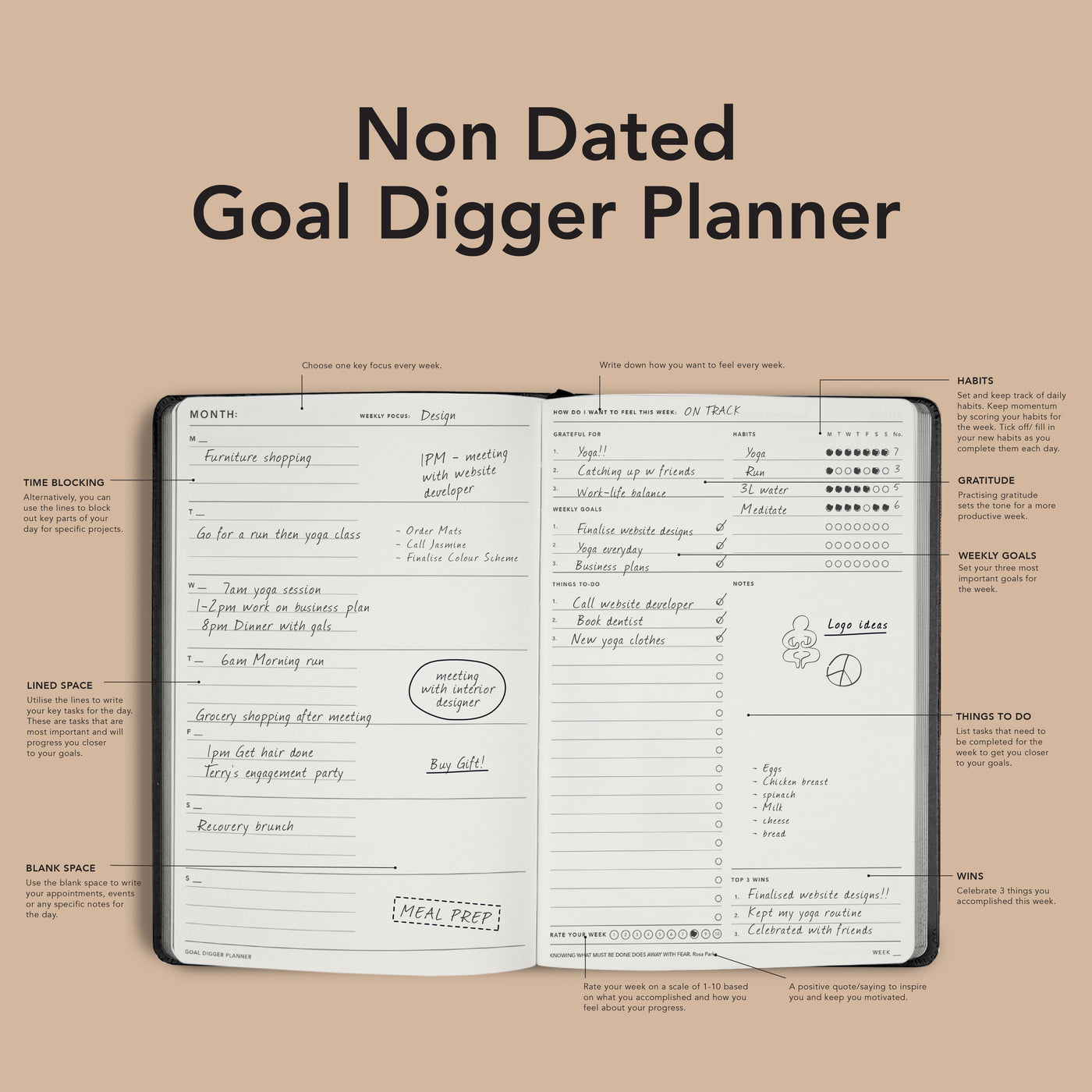 Non-Dated Goal Digger Planner B5