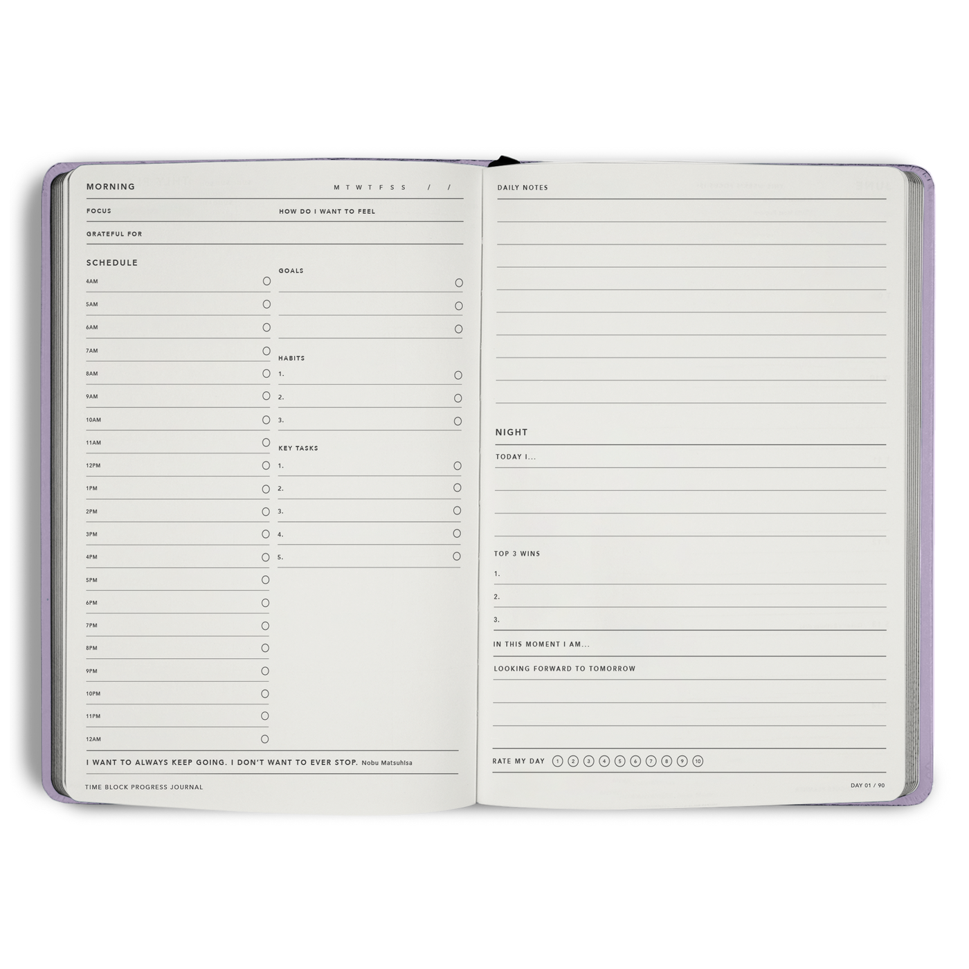 Time Block 90 Day Progress Journal