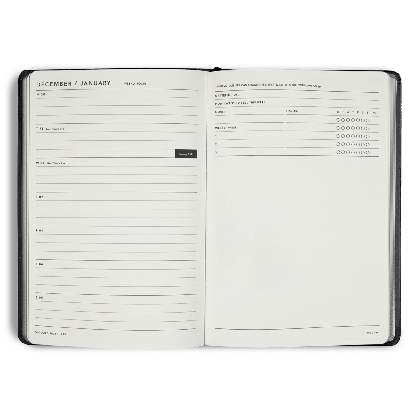 2025 Weekly Notes Diary A5