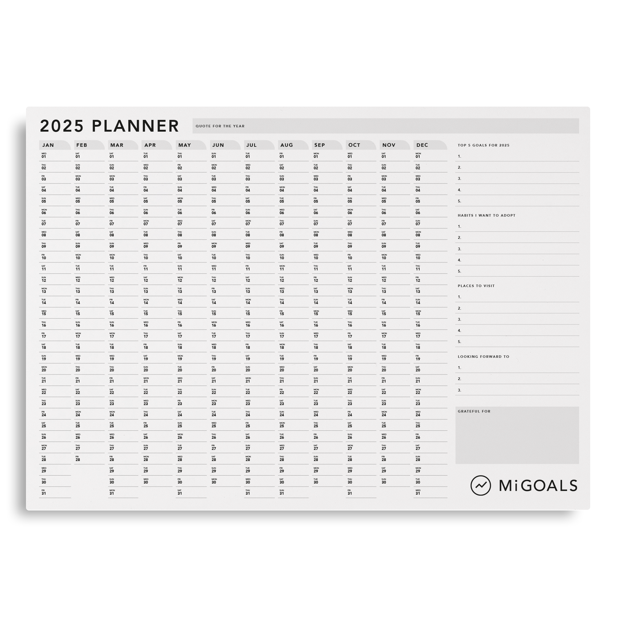 MiGoals 2025 Wall Planner 20 Off First Order