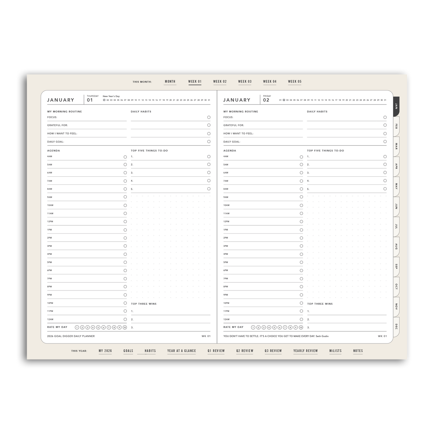 2026 DAILY Goal Digger Planner - DIGITAL