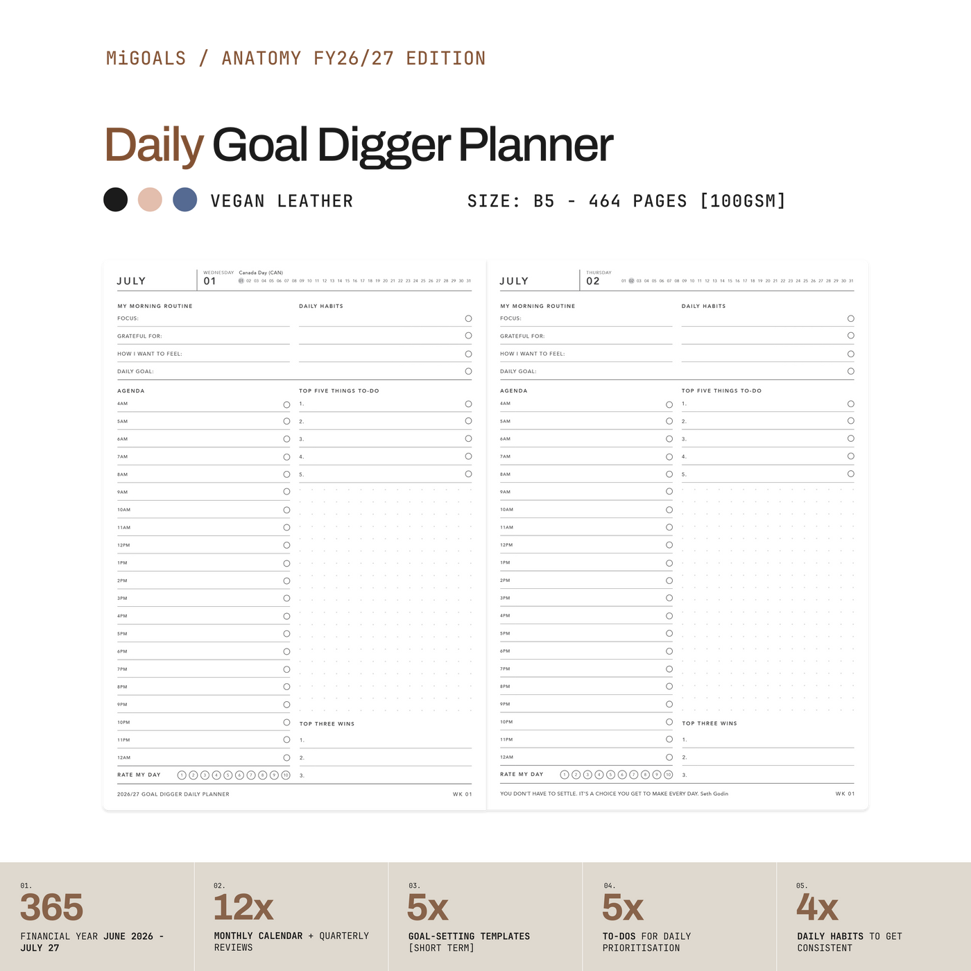 FY26/27 DAILY Goal Digger Planner B5