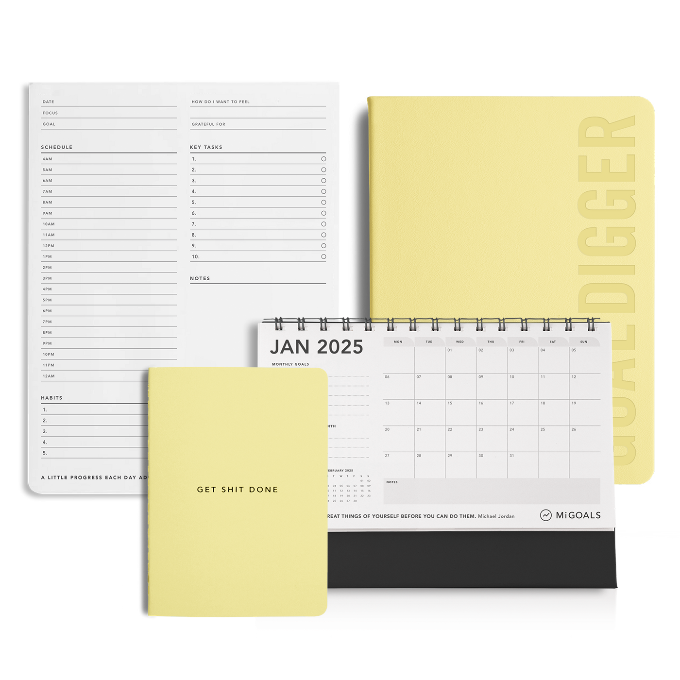 2025 Goal Digger Planner Bold Lemon Pack