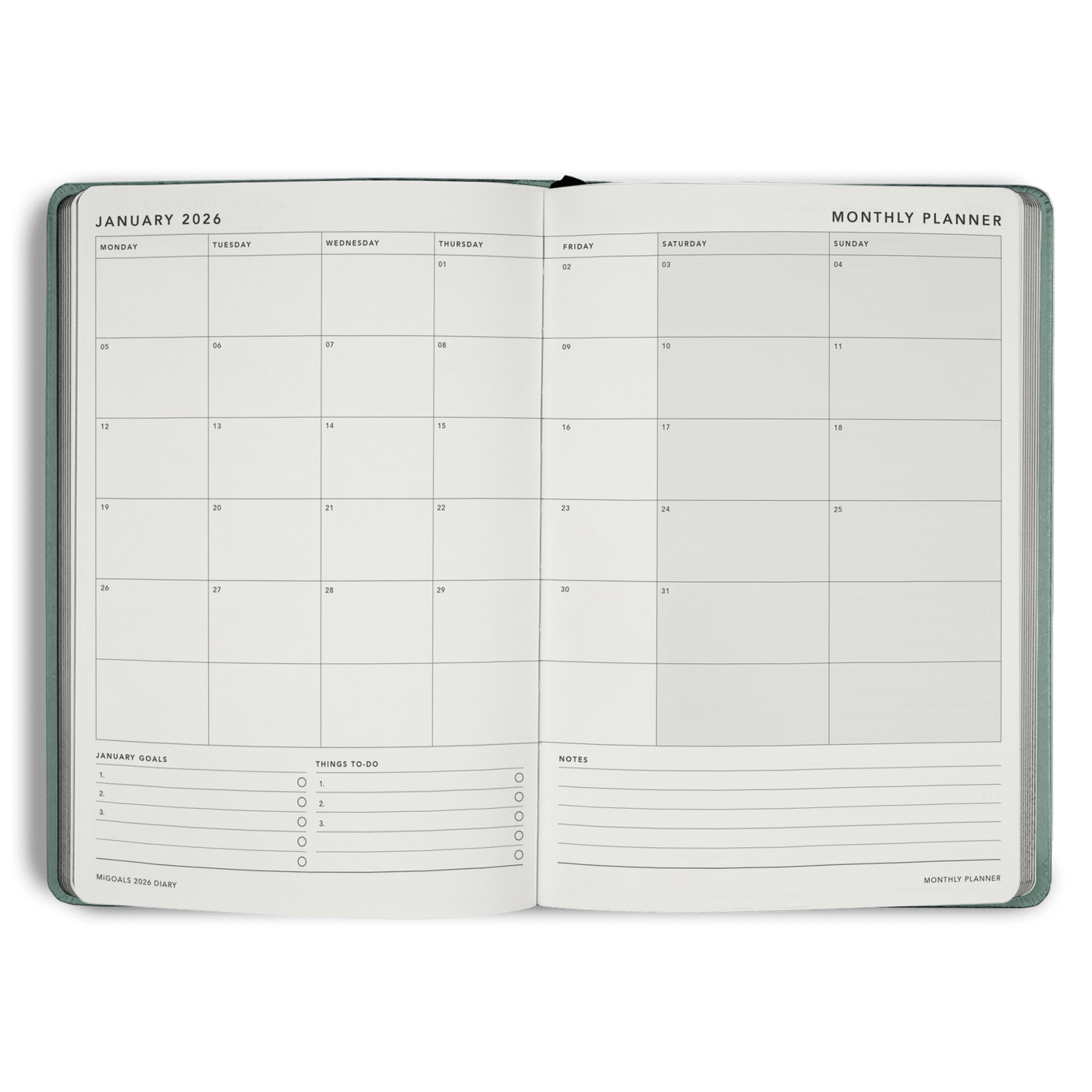 2026 Diary Weekly Spread A5