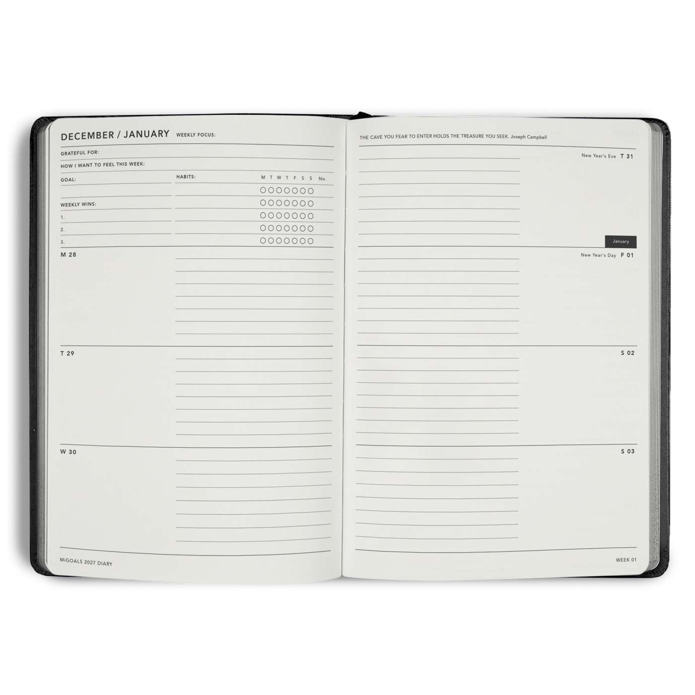 2027 Diary Weekly Spread A5
