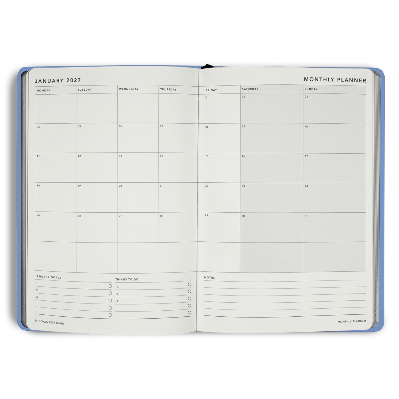 2027 Diary Weekly Spread A5