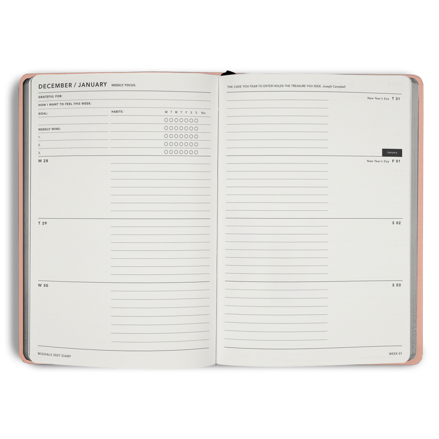 2027 Diary Weekly Spread A5