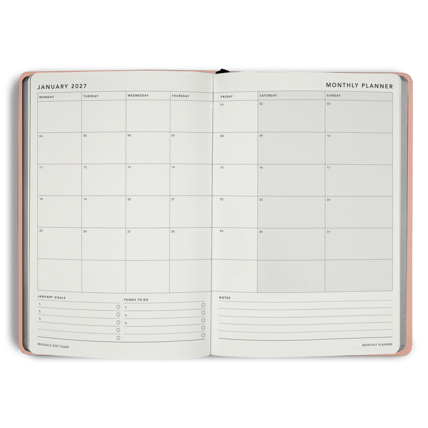 2027 Diary Weekly Spread A5