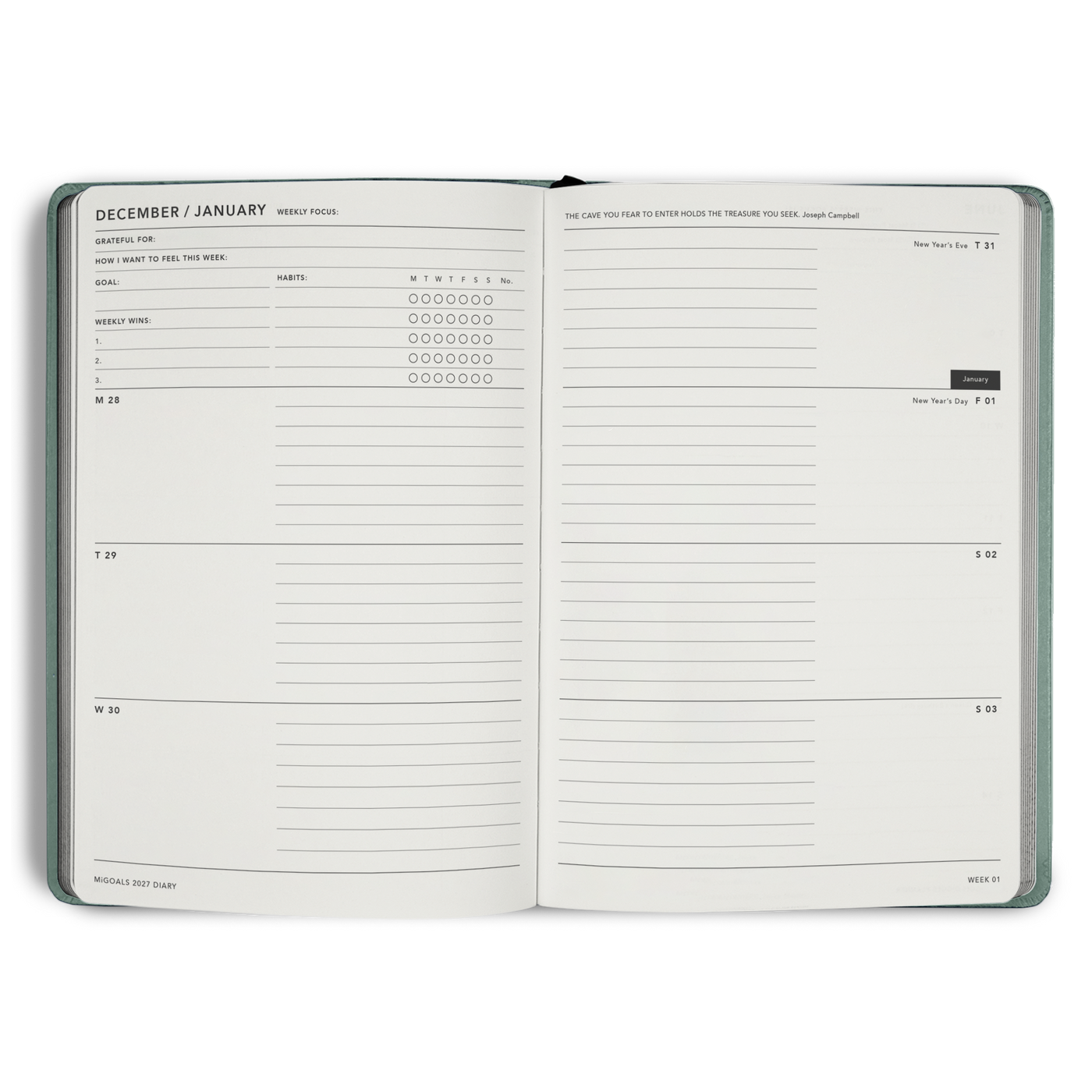 2027 Diary Weekly Spread A5