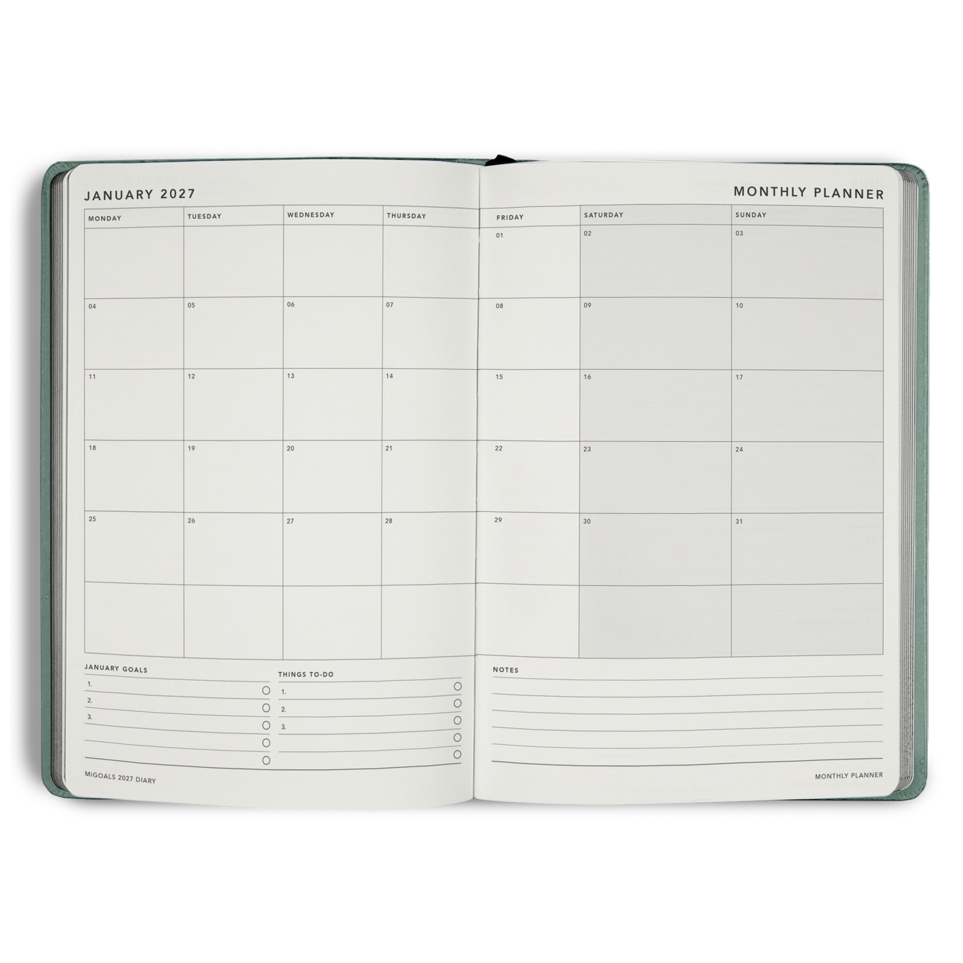 2027 Diary Weekly Spread A5