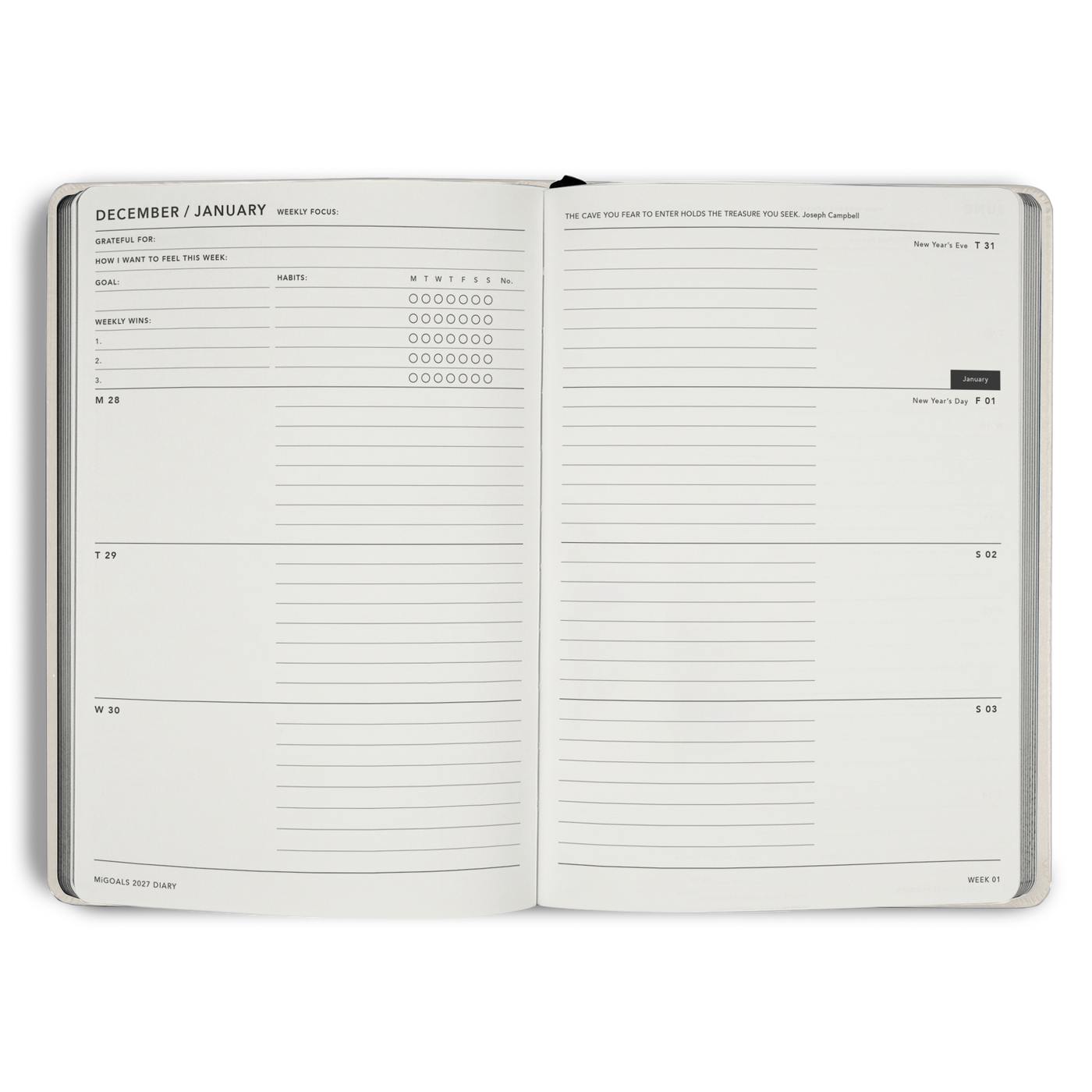 2027 Diary Weekly Spread A5