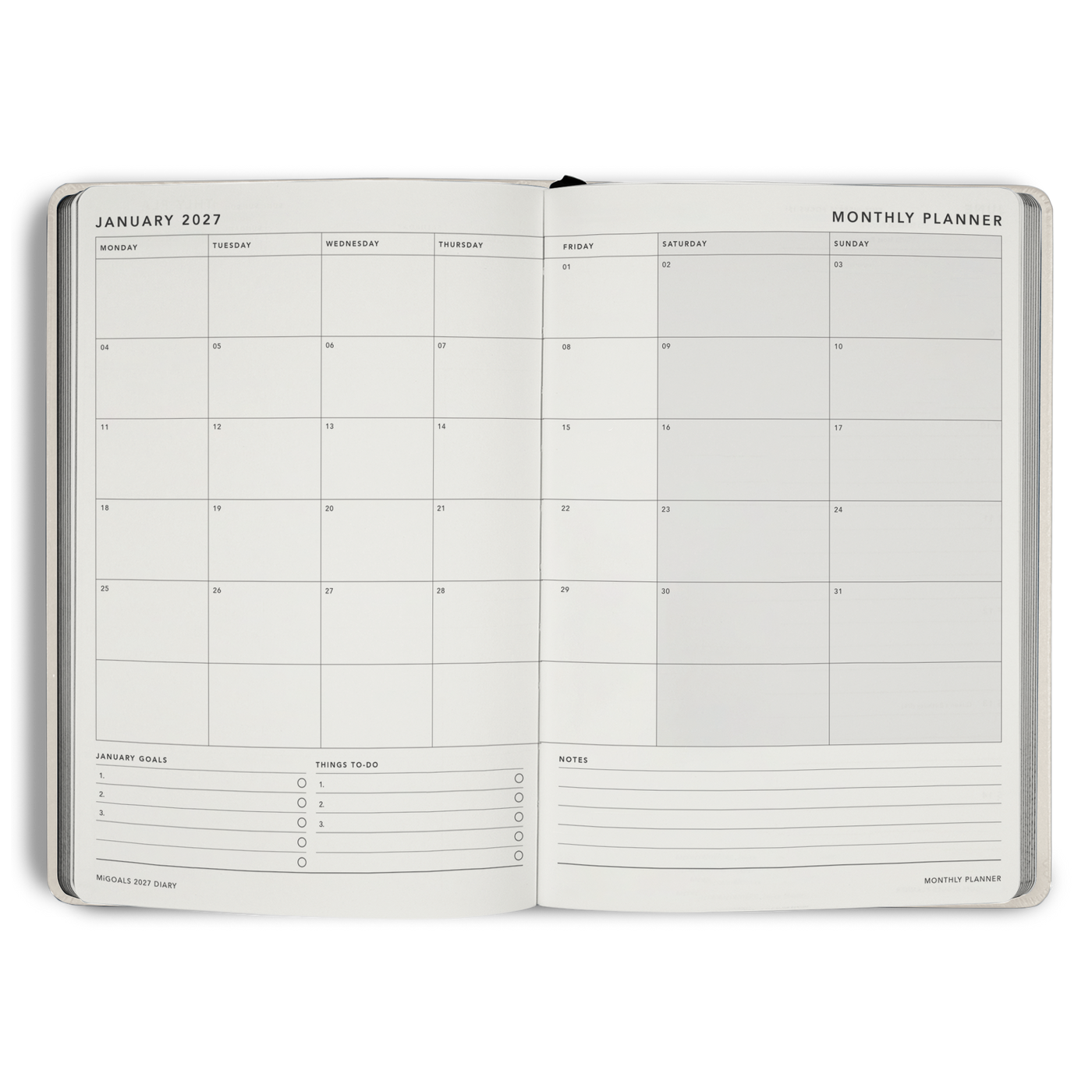 2027 Diary Weekly Spread A5