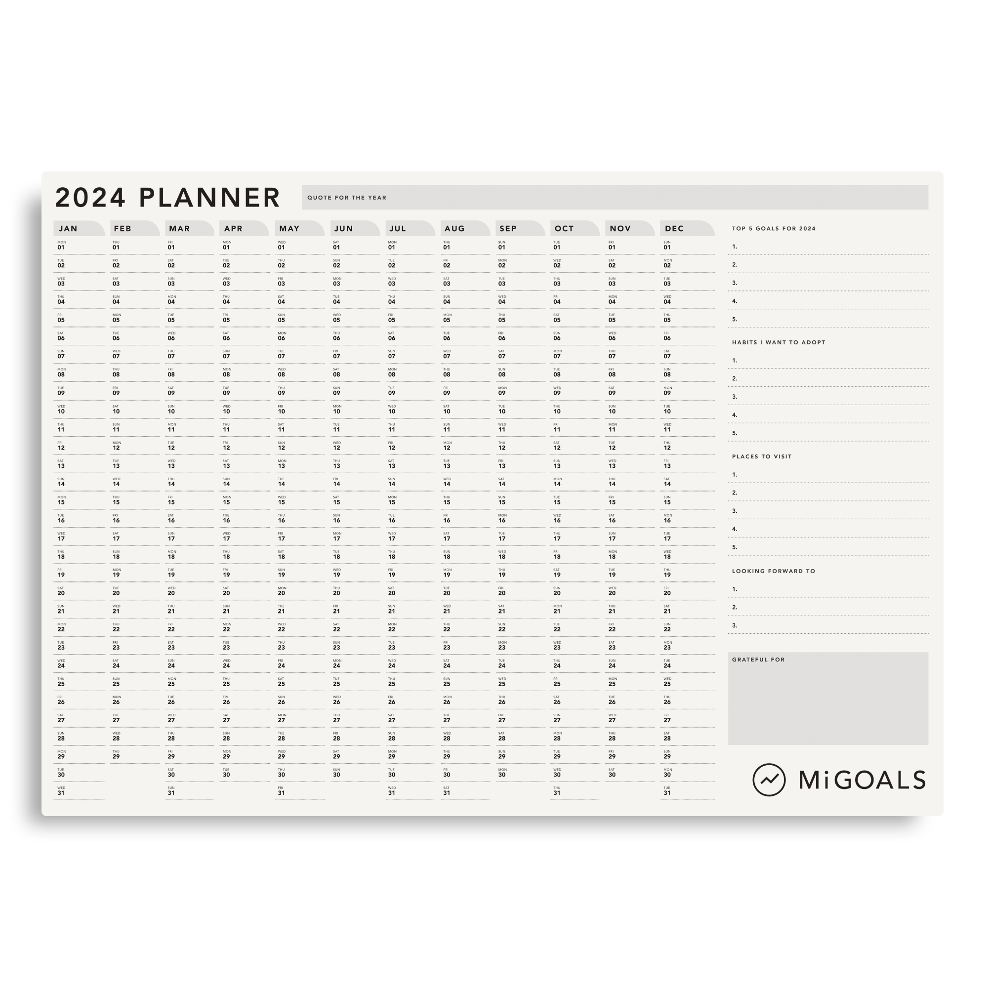 MiGoals 2024 Wall Planner 15 Off First Order